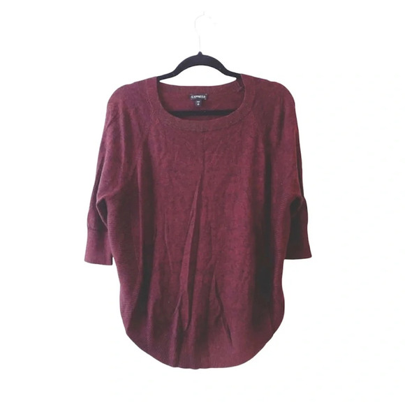 Express Dark Red Flecked Round Hem Oversized Sweater Xsmall Women’s - Picture 2 of 12